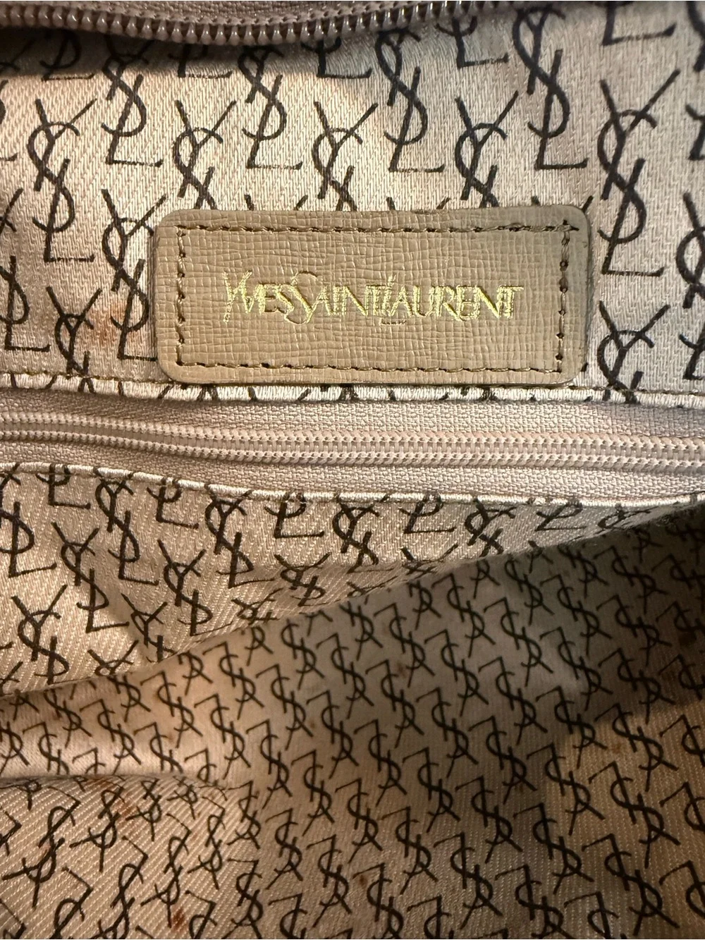 Vintage Yves Saint Laurent YSL Monogram Zip Portfolio Clutch Document Case Gray - Picture 9 of 10
